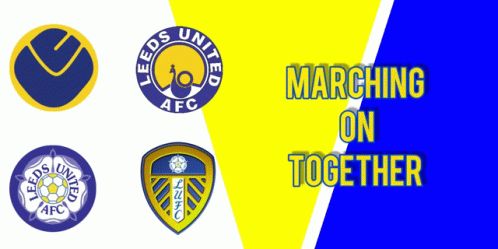 Yellow And Blue Banner Marching On Together GIF