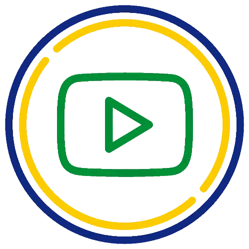Yellow and Blue Circle With Green Play Button
