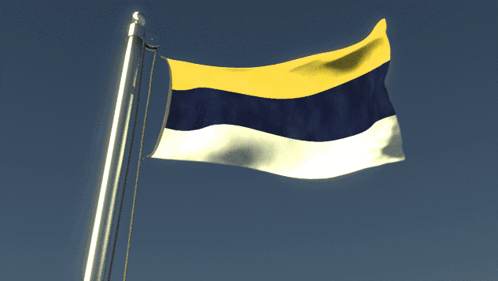 Yellow and Blue Flag Flying