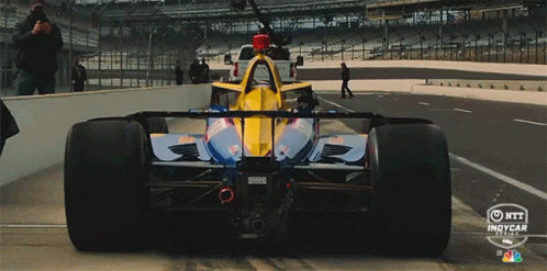 Yellow And Blue IndyCar Race Car GIF