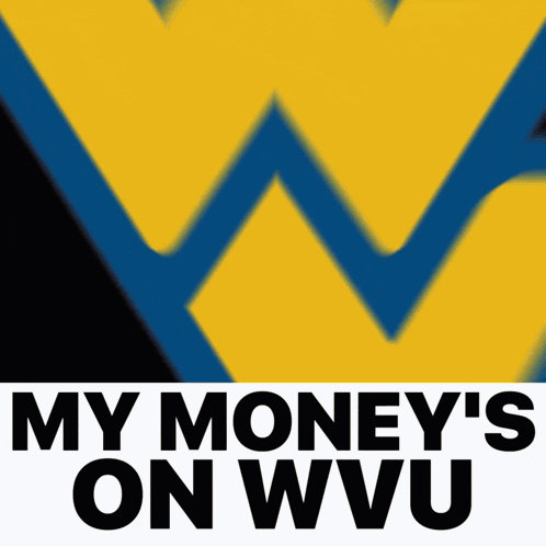 Yellow and Blue Logo Saying My Money's on WVU