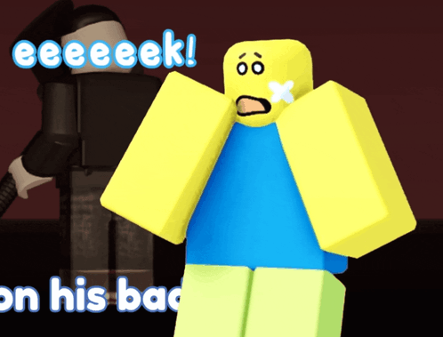Yellow and Blue Roblox Character with Eeeeek