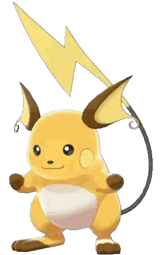 Yellow and Brown Pikachu with Lightning Bolt