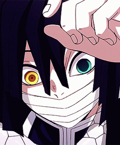 Yellow And Green Eyes Of Obanai Iguro GIF