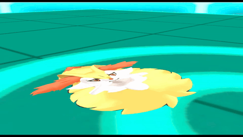Yellow and Orange Cartoon Character Laying on Green Tile Floor