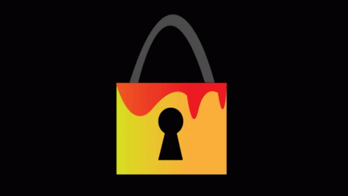 Yellow and Red Padlock with Keyhole