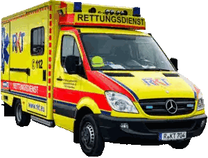 Yellow and Red Retungsdienst Ambulance 112