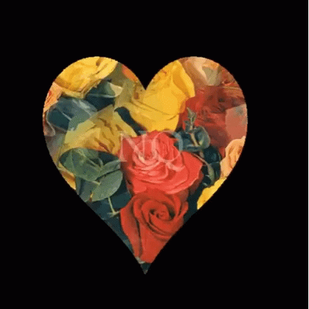 Yellow and Red Rose Heart With Letter N