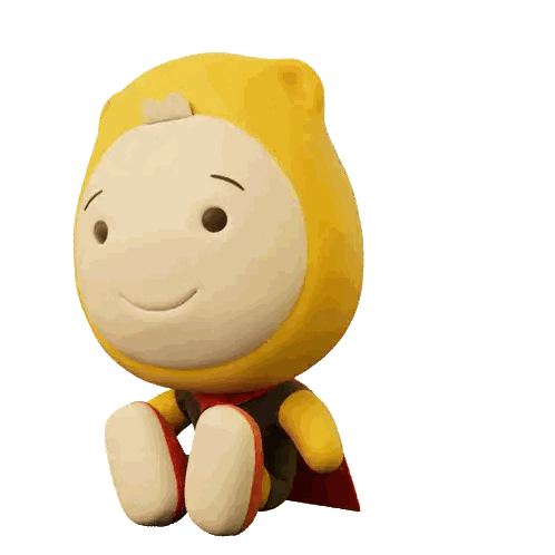 Yellow and White Cartoon Character with Red Cape