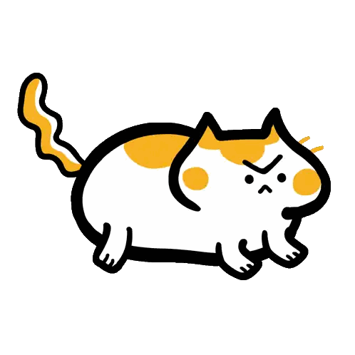 Yellow and White Cat with Angry Face