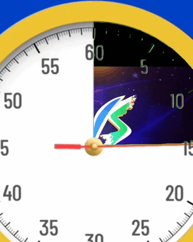 Yellow and White Clock Hands on 50 and 55