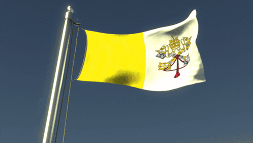 Yellow and White Flag With Crown and Cross