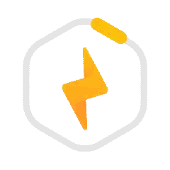 Yellow and White Lightning Bolt Icon