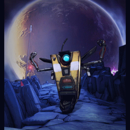 Yellow And White Robot With Blue Lens GIF