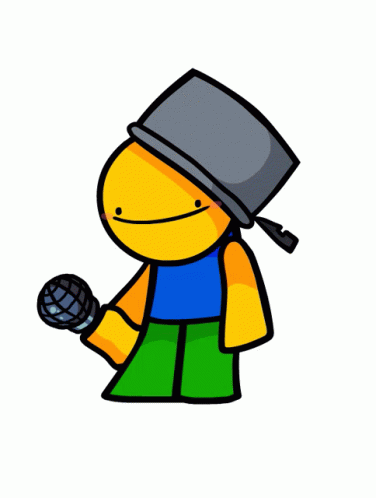 Yellow Animated Fnf Boyfriend With Pan On His Head GIF