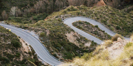 Yellow Audi On Zigzag Road GIF