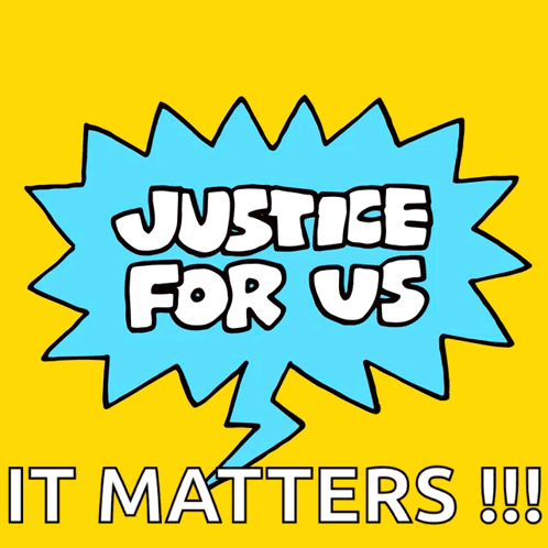 Yellow Background Blue Speech Bubble Justice For Us It Matters