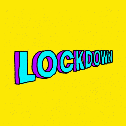 Yellow Background Lockdown In Blue And Purple GIF
