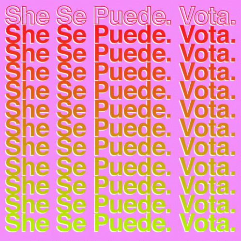 Yellow Background Saying She Se Puede Vota GIF