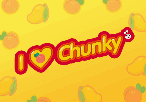 Yellow Background With Chunky in Red