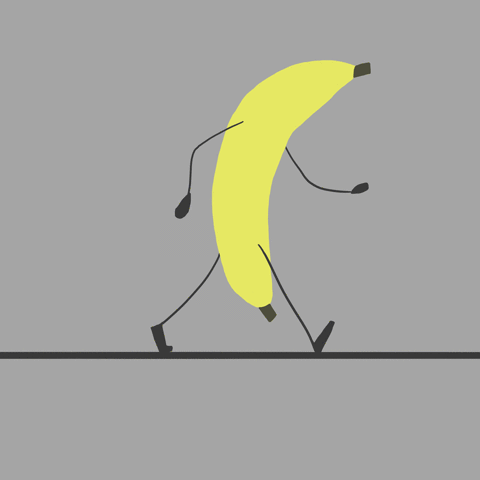 Yellow Banana Animation Walk GIF