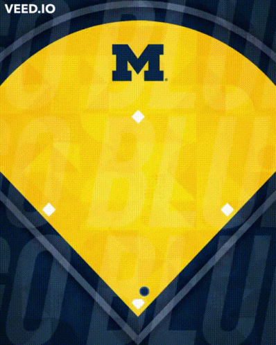 Yellow Baseball Diamond With Blue Letter M