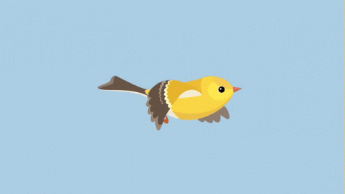 Yellow Bird Flying With Wings Spread