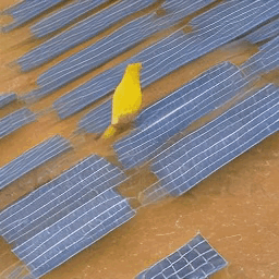 Yellow Bird Walking On Solar Panels GIF