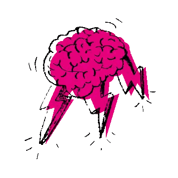 Yellow Brain with Lightning Bolt
