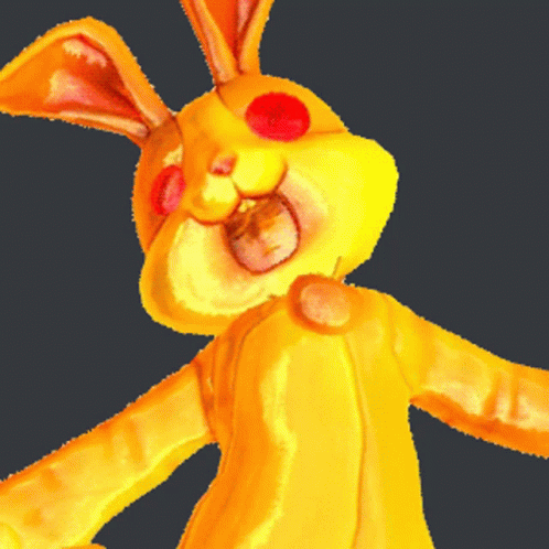 Yellow Bunny with Red Eyes and Necklace