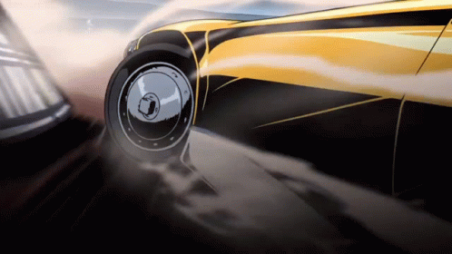 Yellow Car Overtaking Anime GIF