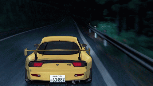 Yellow Car Racing Anime GIF