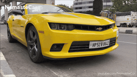 Yellow Car With License Plate Hp52b8642 GIF