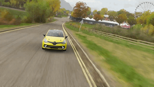 Yellow Car With Renault Sport GIF