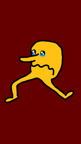 Yellow Cartoon Character Crying With Long Nose GIF