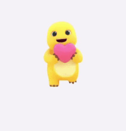 Yellow Cartoon Character Holding Pink Heart