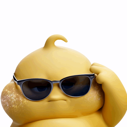 Yellow Cartoon Character in Sunglasses Making Silly Face