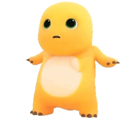 Yellow Cartoon Character Making Funny Face in Grass