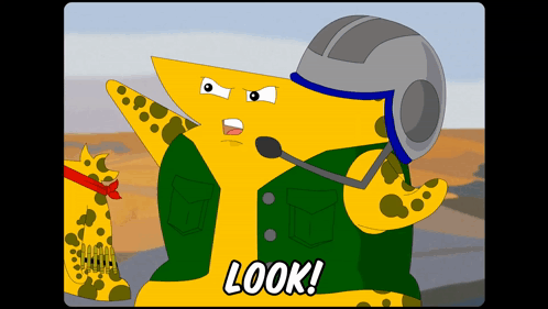 Yellow Cartoon Character Saying Look