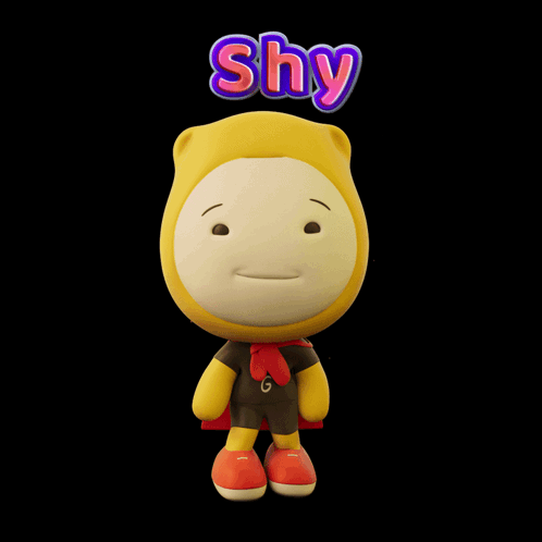 Yellow Cartoon Character Shy