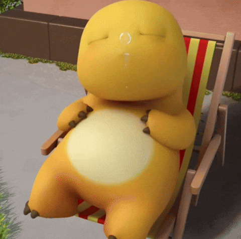 Yellow Cartoon Character Sitting In Chair Eyes Closed GIF