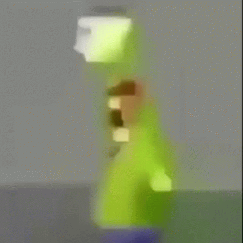 Yellow Cartoon Character Standing on Purple Box