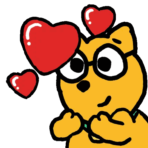 Yellow Cartoon Character With Glasses And Hearts