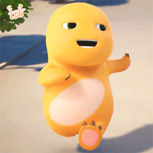 Yellow Cartoon Character With Green Eyes GIF