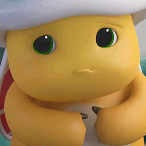 Yellow Cartoon Character with Green Eyes Sad