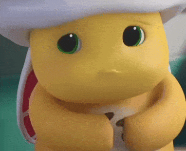Yellow Cartoon Character With Green Eyes, White Hat GIF