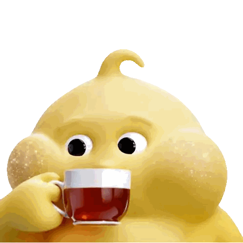 Yellow Cartoon Drinking Coffee