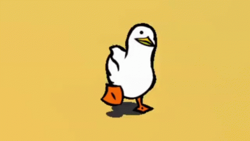Yellow Cartoon Duck Walking