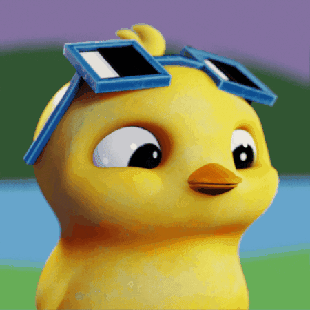 Yellow Cartoon Duck Wearing Blue Sunglasses