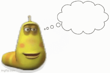 Yellow Cartoon Worm With Thought Bubble